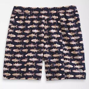 The North Face Men's Class V Pull-On 7” Short Navy Fly Reel Trout Print Small